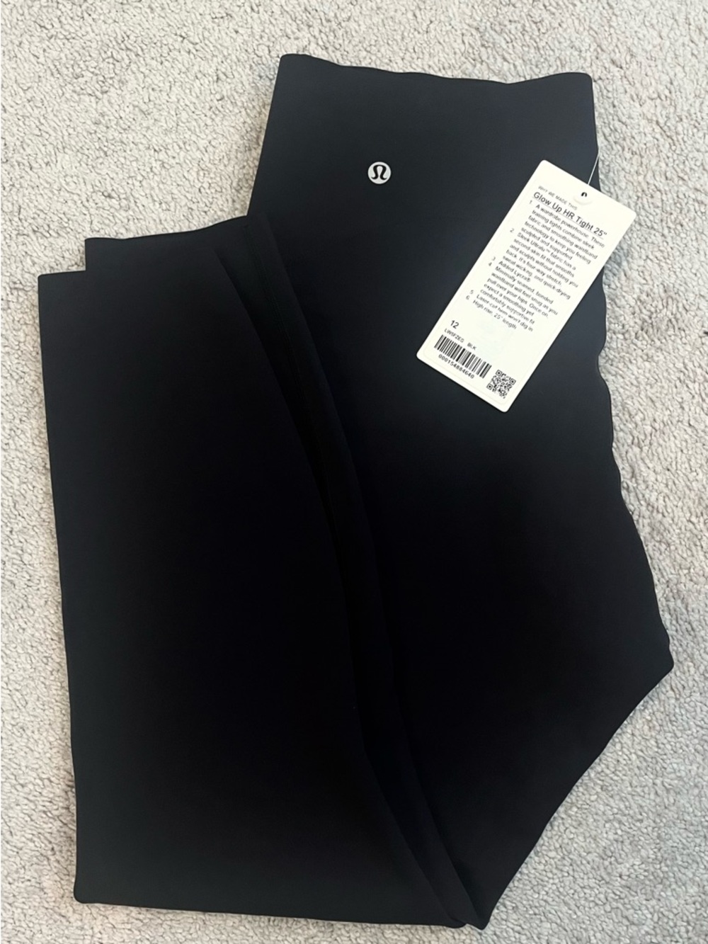 Lululemon Black High-Rise Glow Up Leggings Size 12 NWT